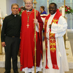 Bishop with Fr. Brando and another priest at confirmation